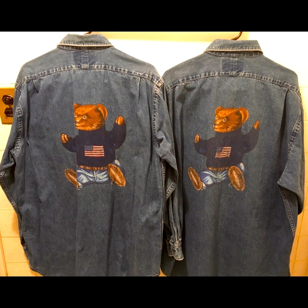Polo bear denim shirt, large ( sold individually)